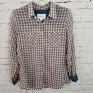 Bcbgeneration plaid chiffon button down shirt M